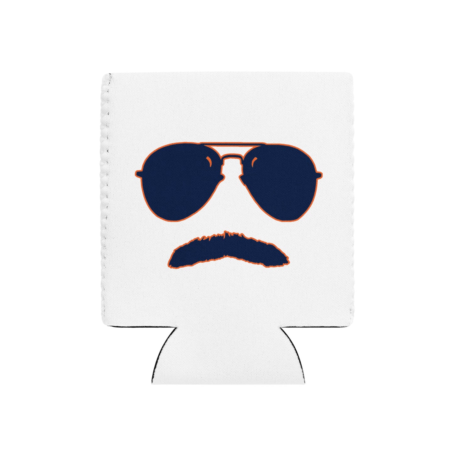 Swerski Stache and Shades Logo Can cooler - Navy & Orange Logo