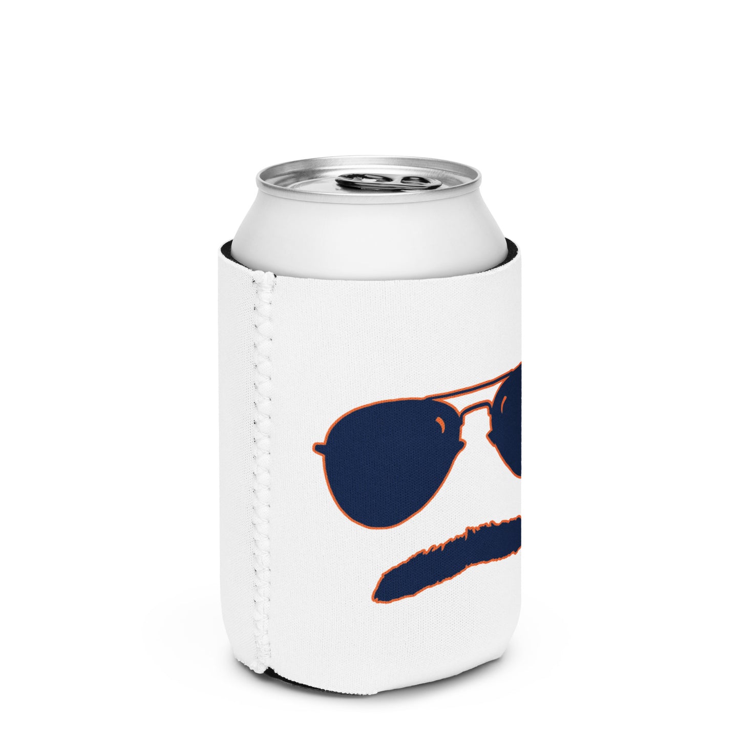 Swerski Stache and Shades Logo Can cooler - Navy & Orange Logo