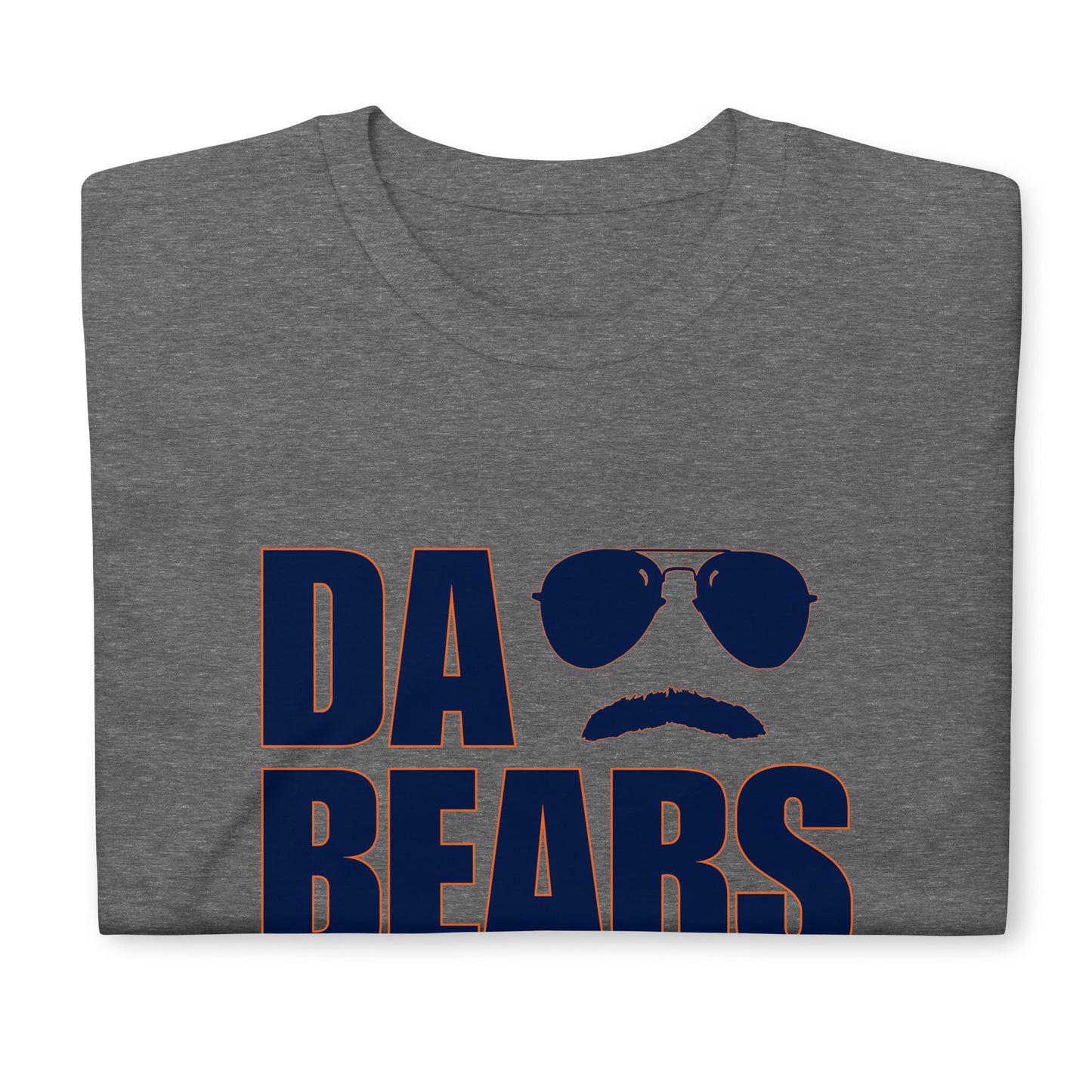 DA BEARS Swerski Stache and Shades Logo Short-Sleeve Unisex T-Shirt - Navy & Orange Logo