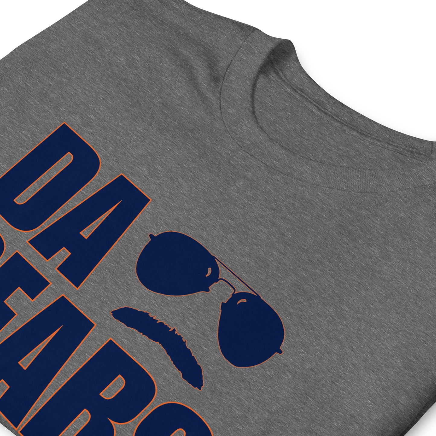 DA BEARS Swerski Stache and Shades Logo Short-Sleeve Unisex T-Shirt - Navy & Orange Logo