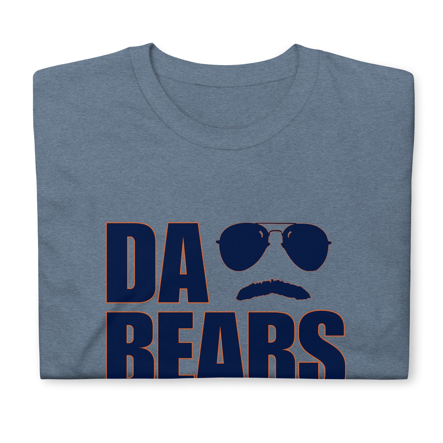 DA BEARS Swerski Stache and Shades Logo Short-Sleeve Unisex T-Shirt - Navy & Orange Logo