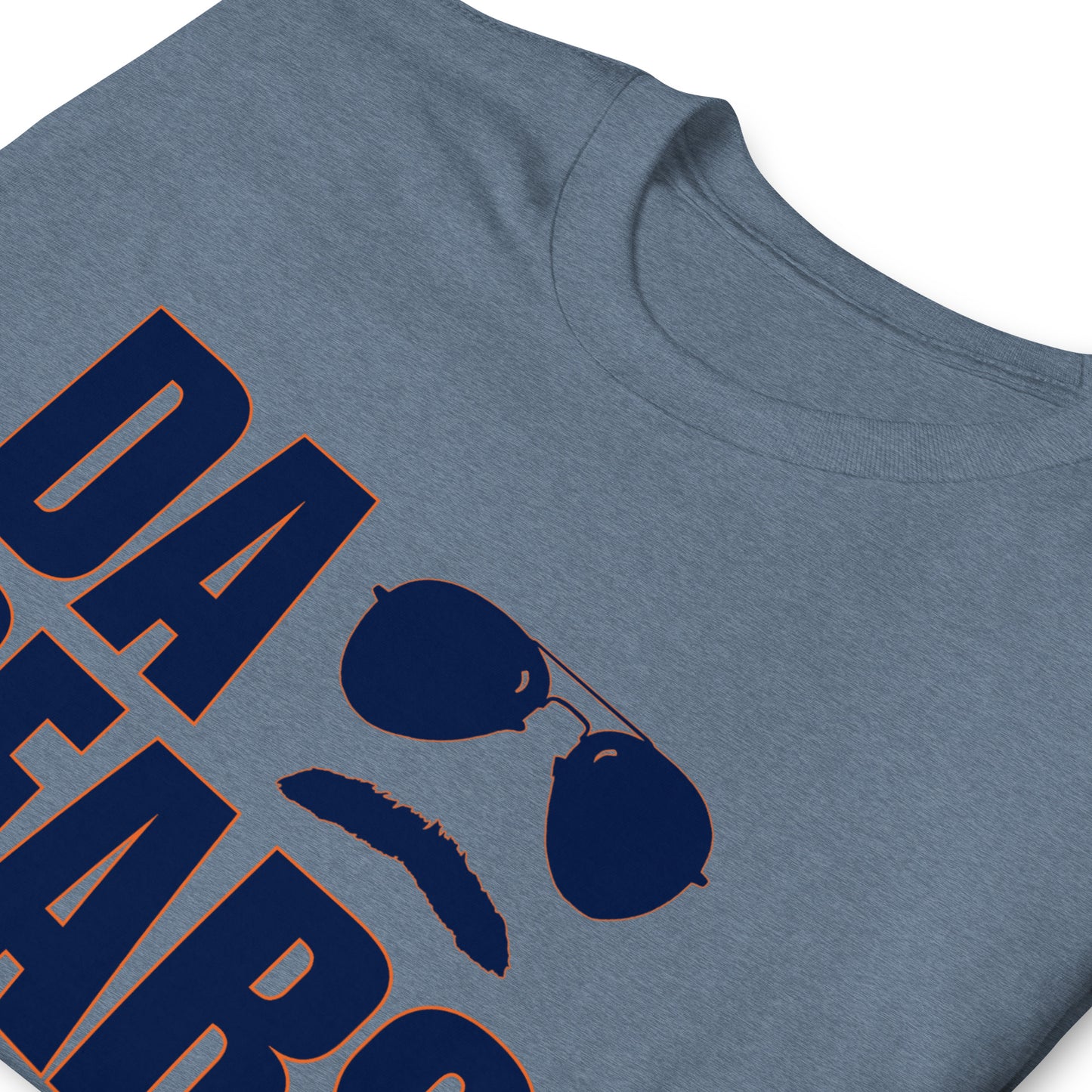 DA BEARS Swerski Stache and Shades Logo Short-Sleeve Unisex T-Shirt - Navy & Orange Logo