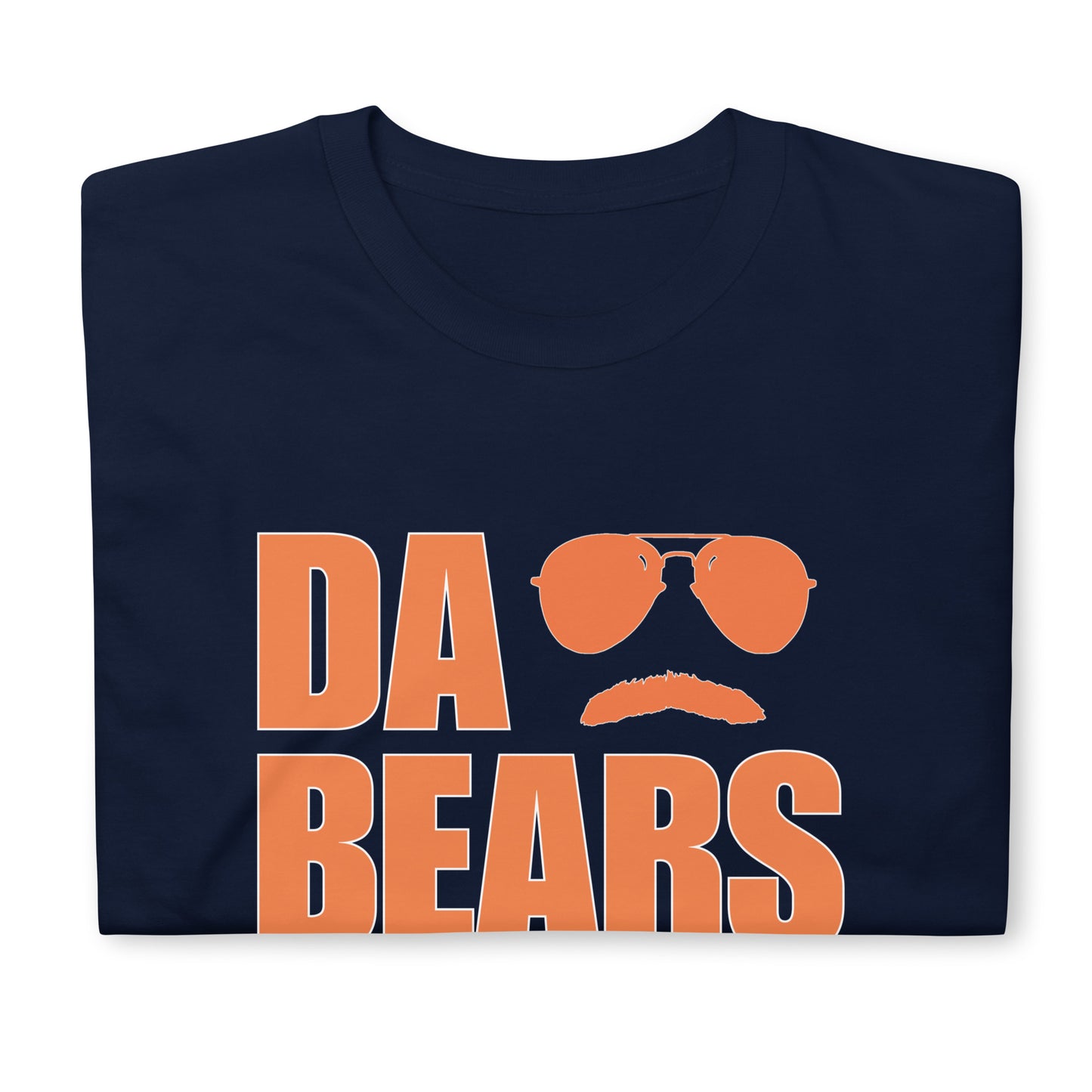 DA BEARS Swerski Stache and Shades Logo Short-Sleeve Unisex T-Shirt - with Orange & White Logo