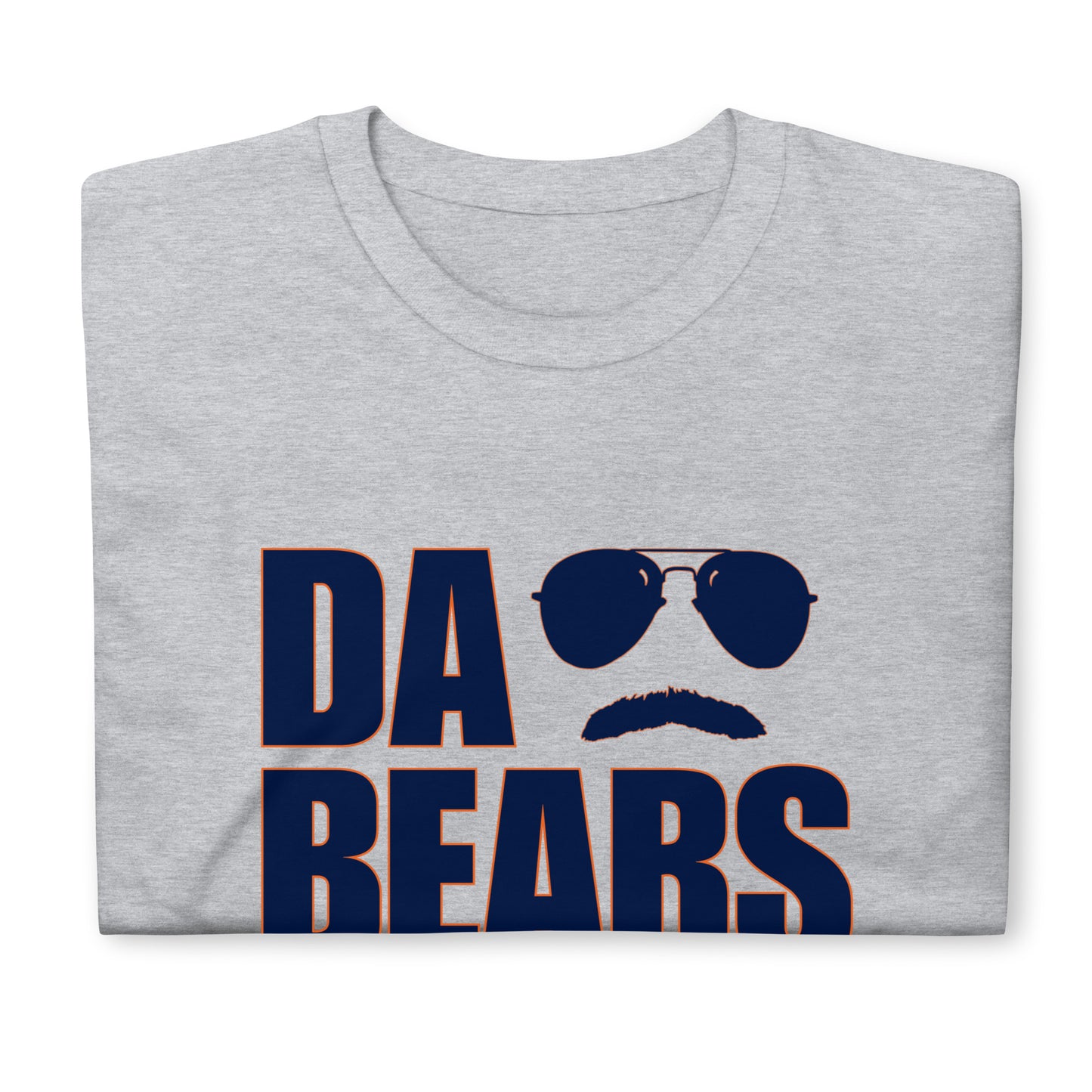 DA BEARS Swerski Stache and Shades Logo Short-Sleeve Unisex T-Shirt - Navy & Orange Logo