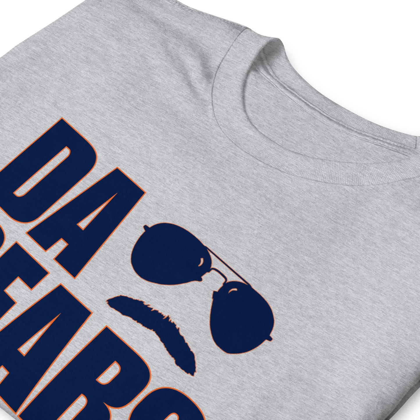 DA BEARS Swerski Stache and Shades Logo Short-Sleeve Unisex T-Shirt - Navy & Orange Logo