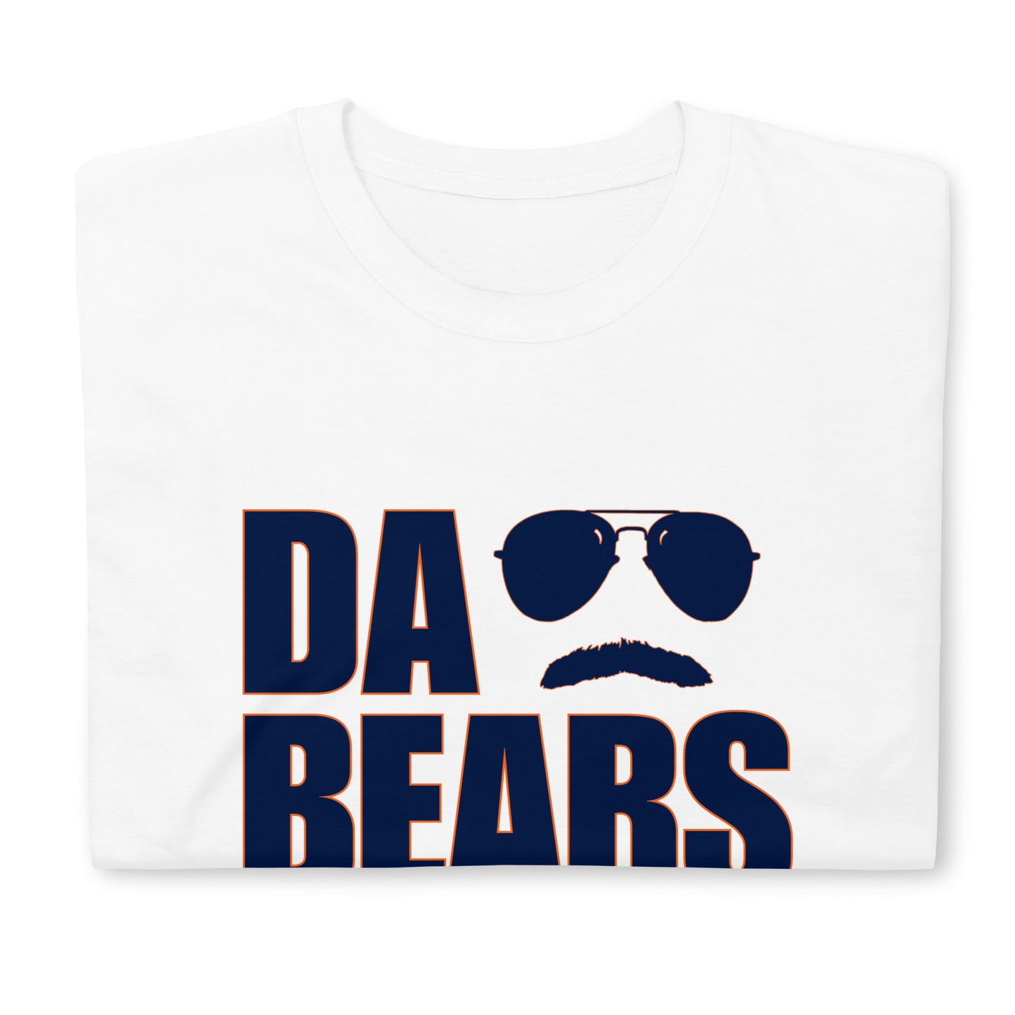DA BEARS Swerski Stache and Shades Logo Short-Sleeve Unisex T-Shirt - Navy & Orange Logo