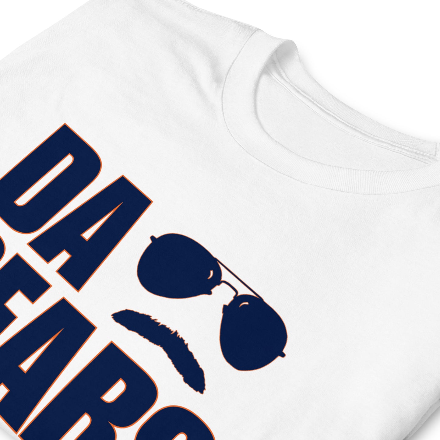 DA BEARS Swerski Stache and Shades Logo Short-Sleeve Unisex T-Shirt - Navy & Orange Logo