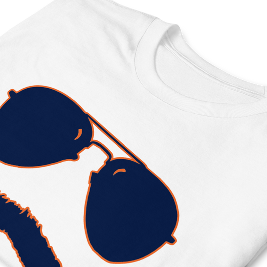 Swerski Stache and Shades Logo T-Shirt - New White with Navy/Orange Logo