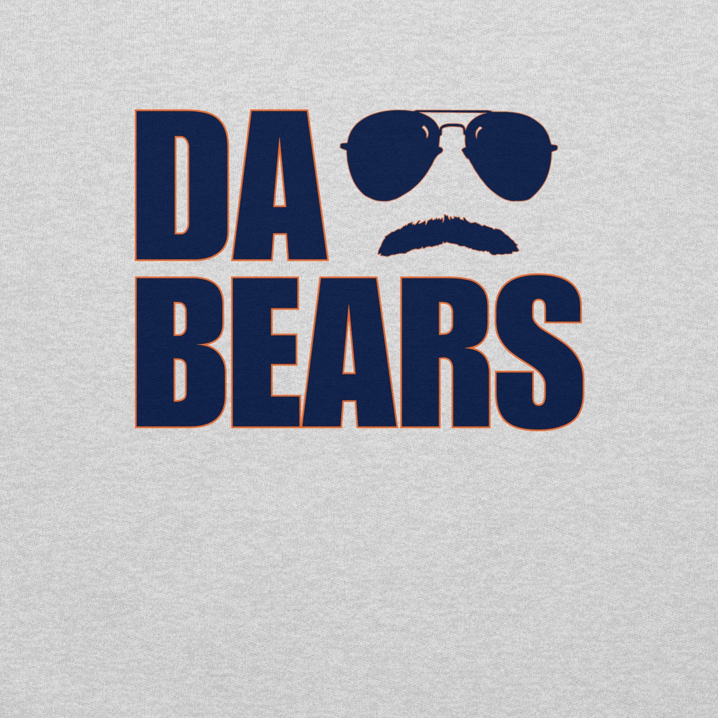 DA BEARS Swerski Stache and Shades Logo Unisex Sweatshirt - with Navy & Orange Logo