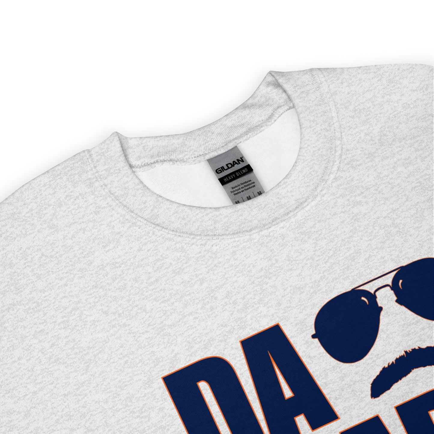 DA BEARS Swerski Stache and Shades Logo Unisex Sweatshirt - with Navy & Orange Logo