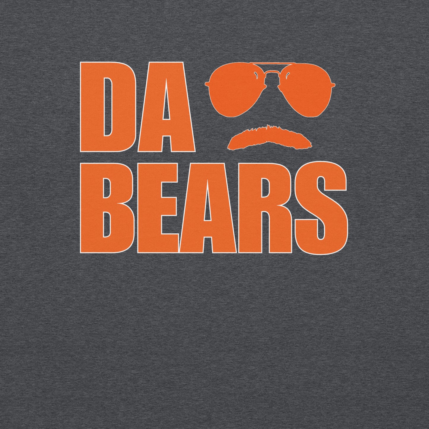DA BEARS Swerski Stache and Shades Logo Unisex Sweatshirt - Navy with Orange & White Logo