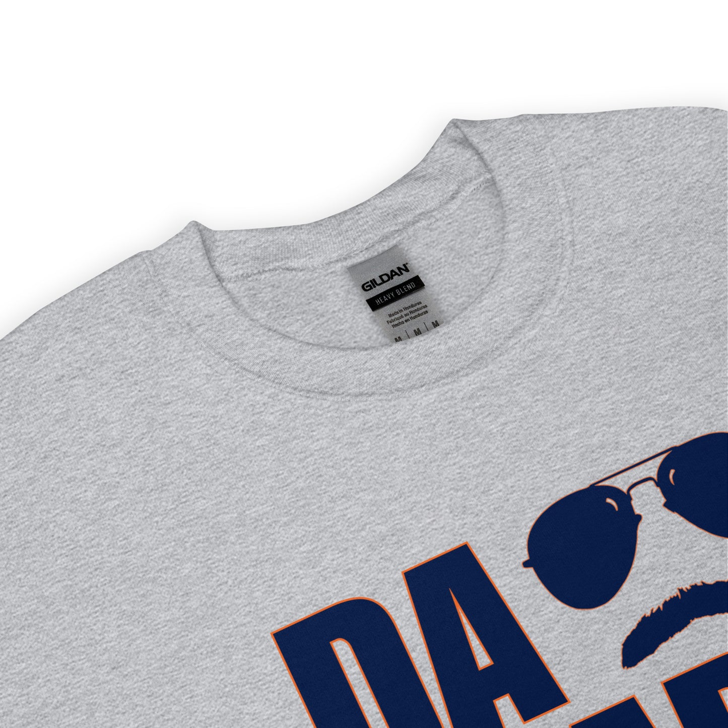 DA BEARS Swerski Stache and Shades Logo Unisex Sweatshirt - with Navy & Orange Logo
