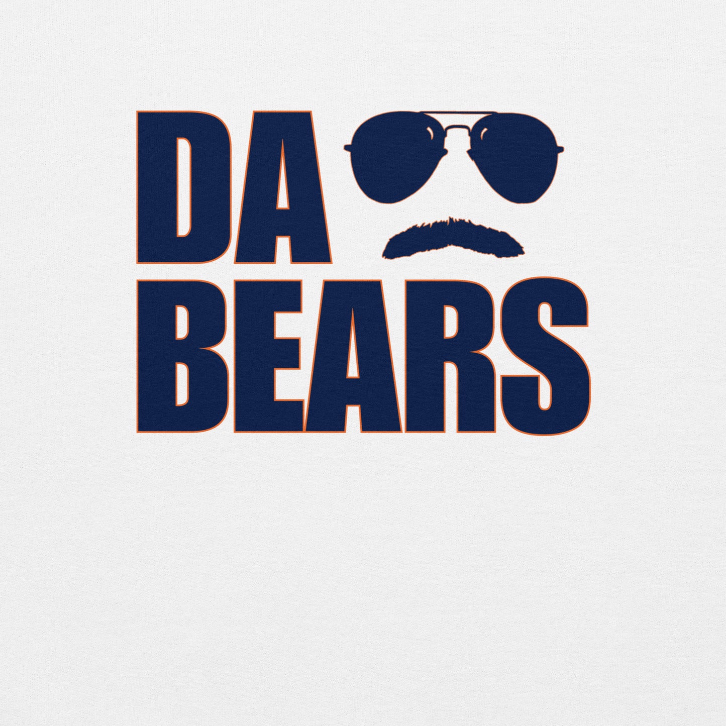 DA BEARS Swerski Stache and Shades Logo Unisex Sweatshirt - with Navy & Orange Logo