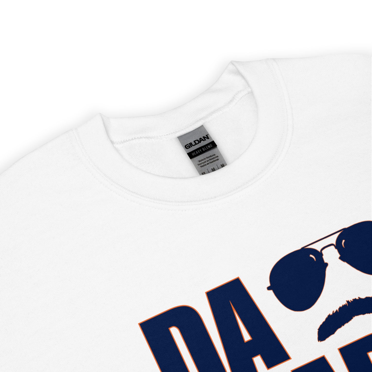 DA BEARS Swerski Stache and Shades Logo Unisex Sweatshirt - with Navy & Orange Logo