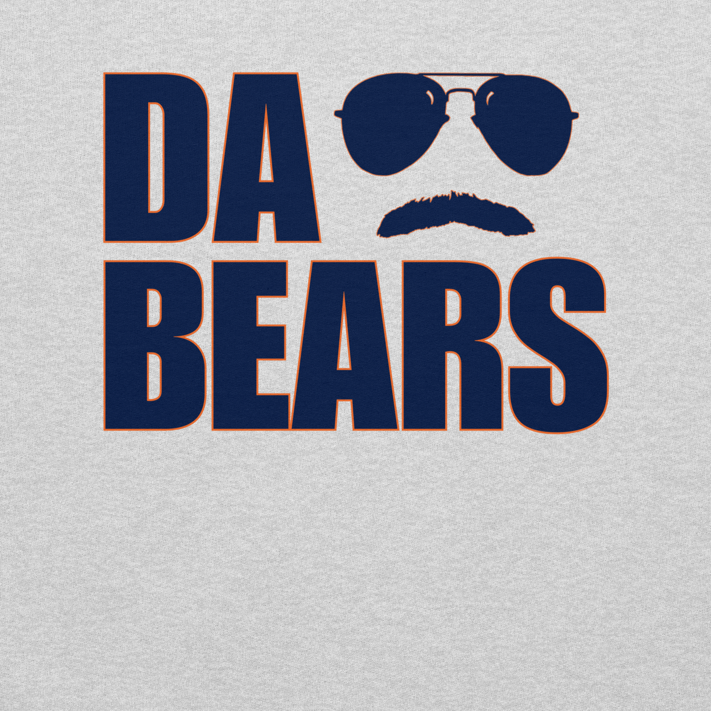 DA BEARS Swerski Stache and Shades Logo Unisex Hoodie - with Navy & Orange Logo