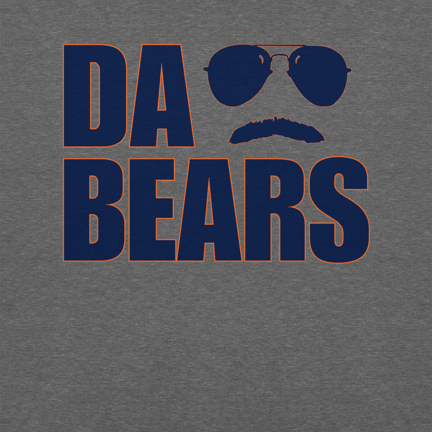 DA BEARS Swerski Stache and Shades Logo Unisex Hoodie - with Navy & Orange Logo