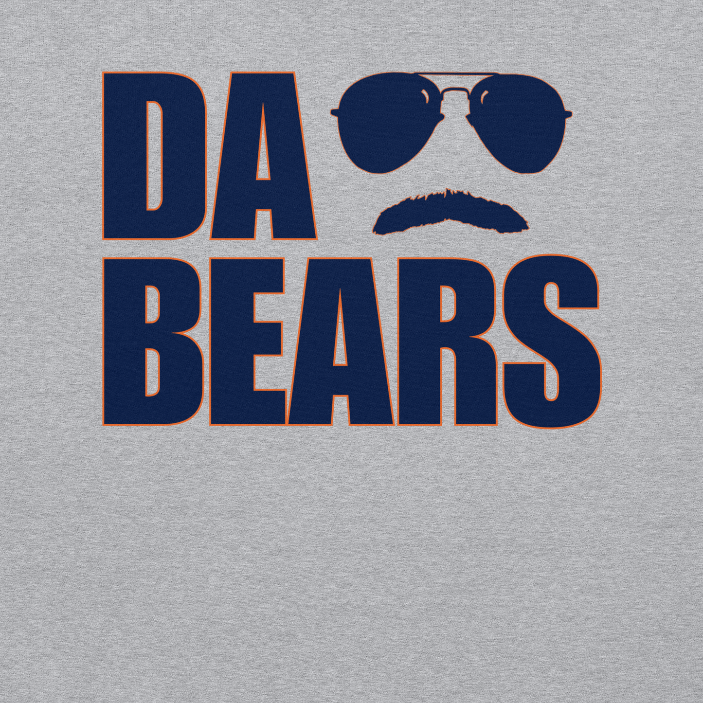 DA BEARS Swerski Stache and Shades Logo Unisex Hoodie - with Navy & Orange Logo