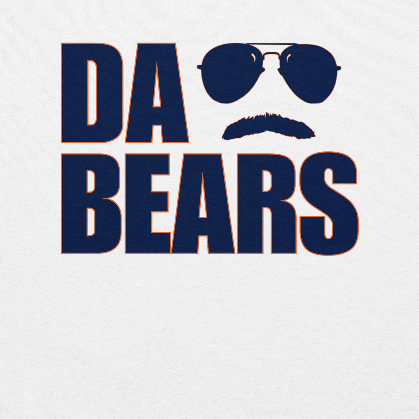 DA BEARS Swerski Stache and Shades Logo Unisex Hoodie - with Navy & Orange Logo