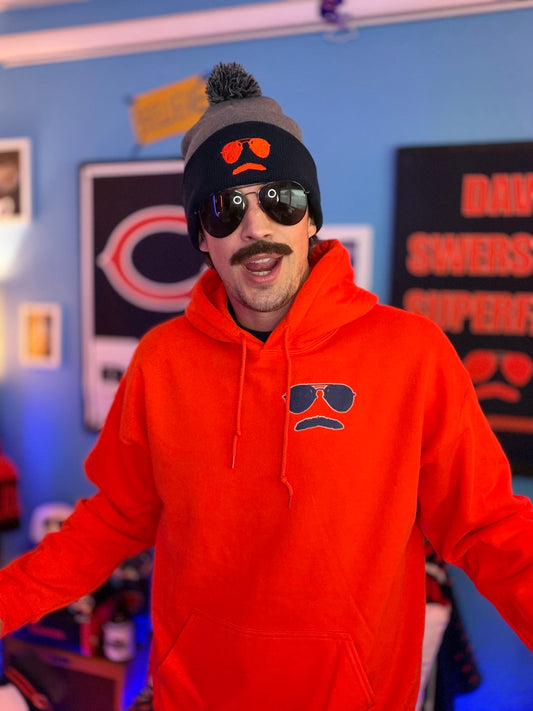 Swerski Small Logo Hoodie - Orange with Navy and White logo