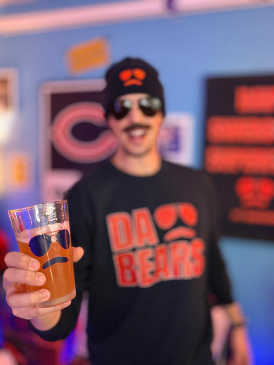 Swerski Stache and Shades Logo Shaker pint glass - Navy with Orange Outline Logo