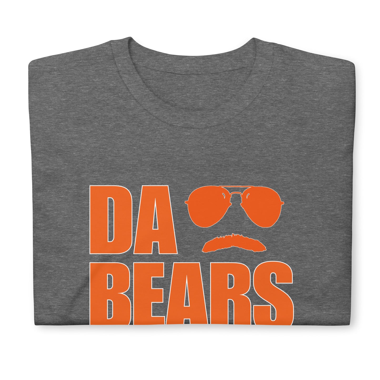 DA BEARS Swerski Stache and Shades Logo Short-Sleeve Unisex T-Shirt - with Orange & White Logo