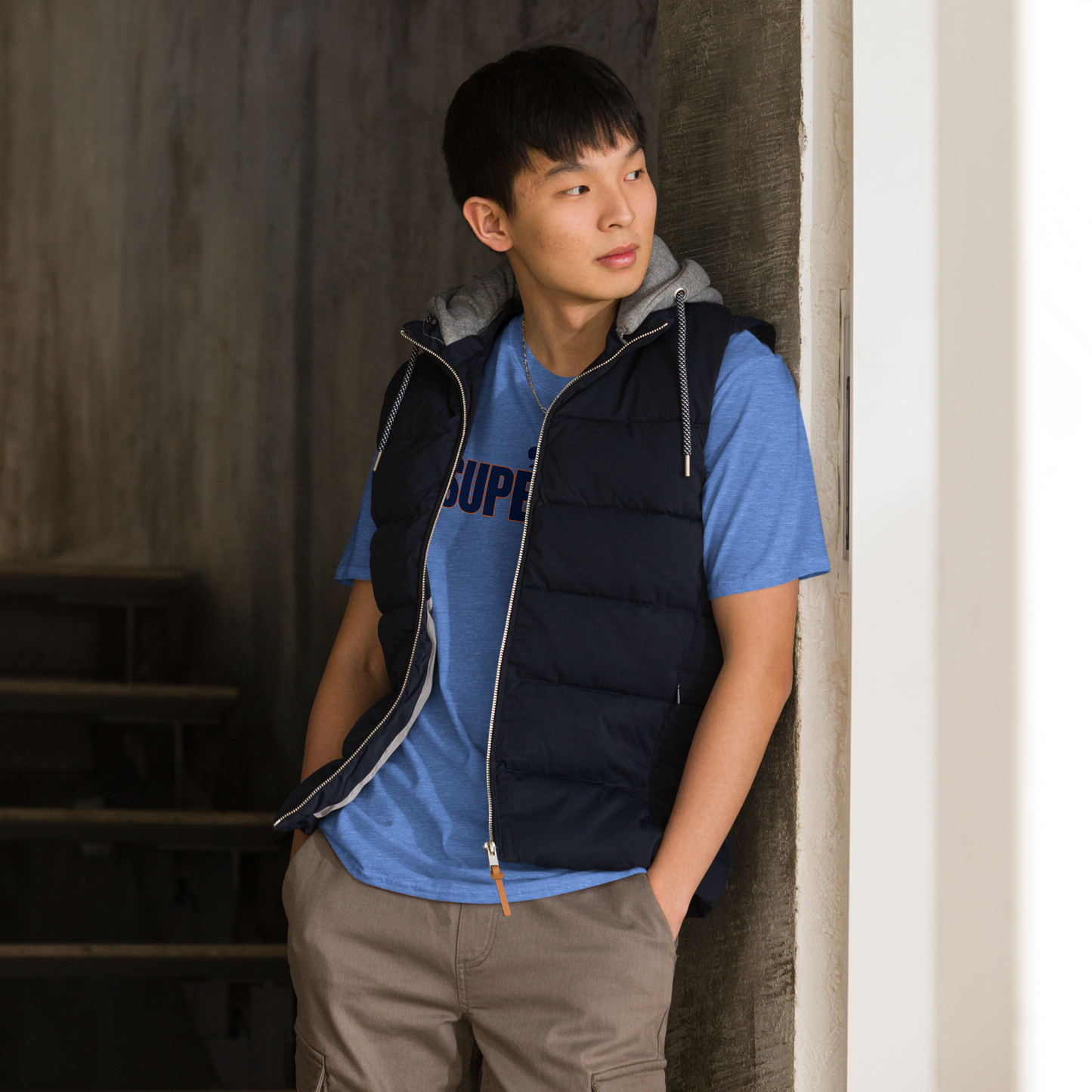 Swerski Superfan Short-Sleeve Unisex T-Shirt - Heather Royal with Navy/Orange