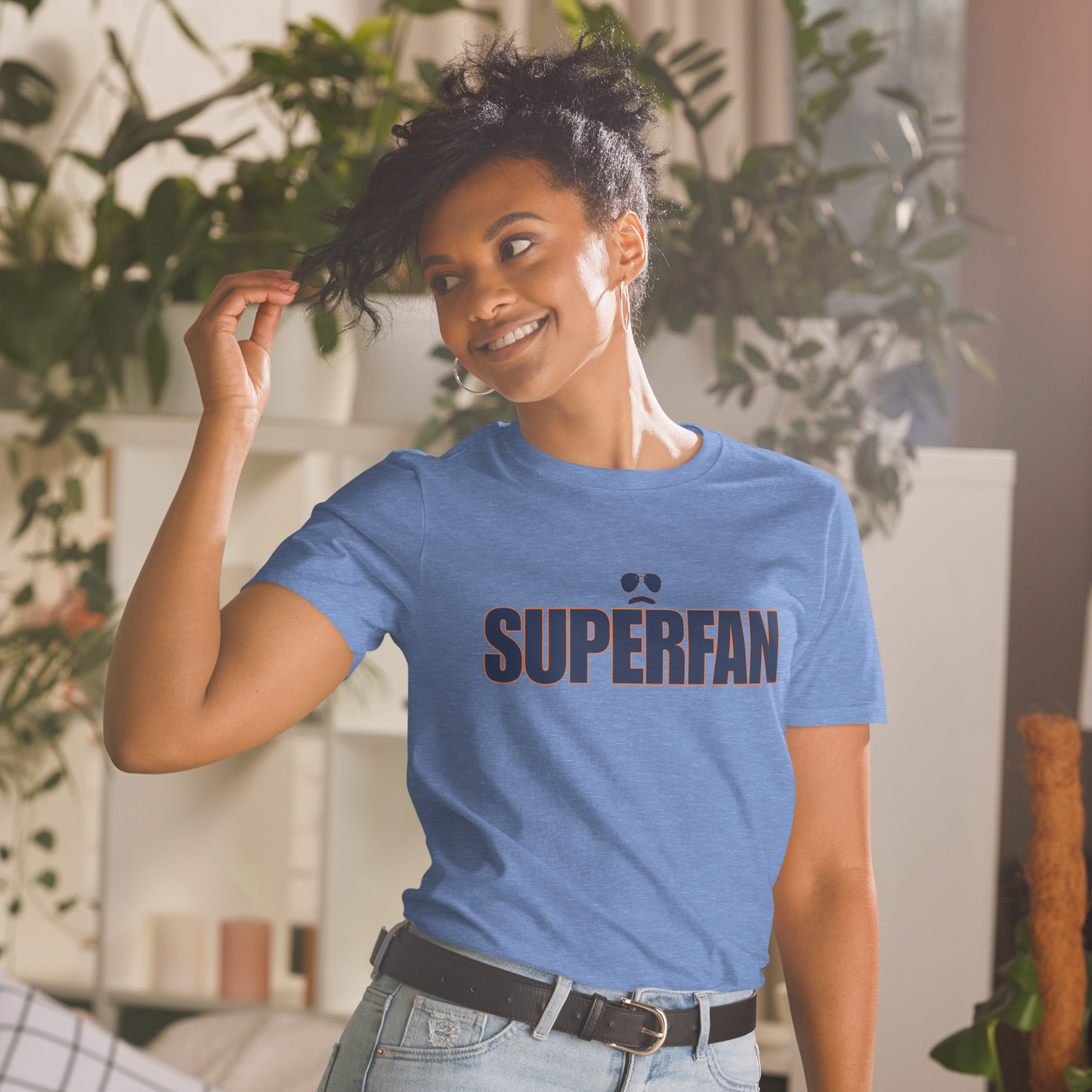 Swerski Superfan Short-Sleeve Unisex T-Shirt - Heather Royal with Navy/Orange