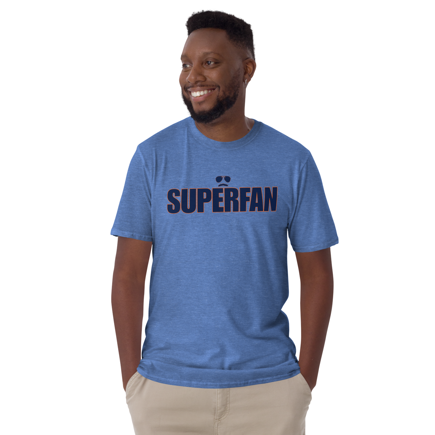 Swerski Superfan Short-Sleeve Unisex T-Shirt - Heather Royal with Navy/Orange