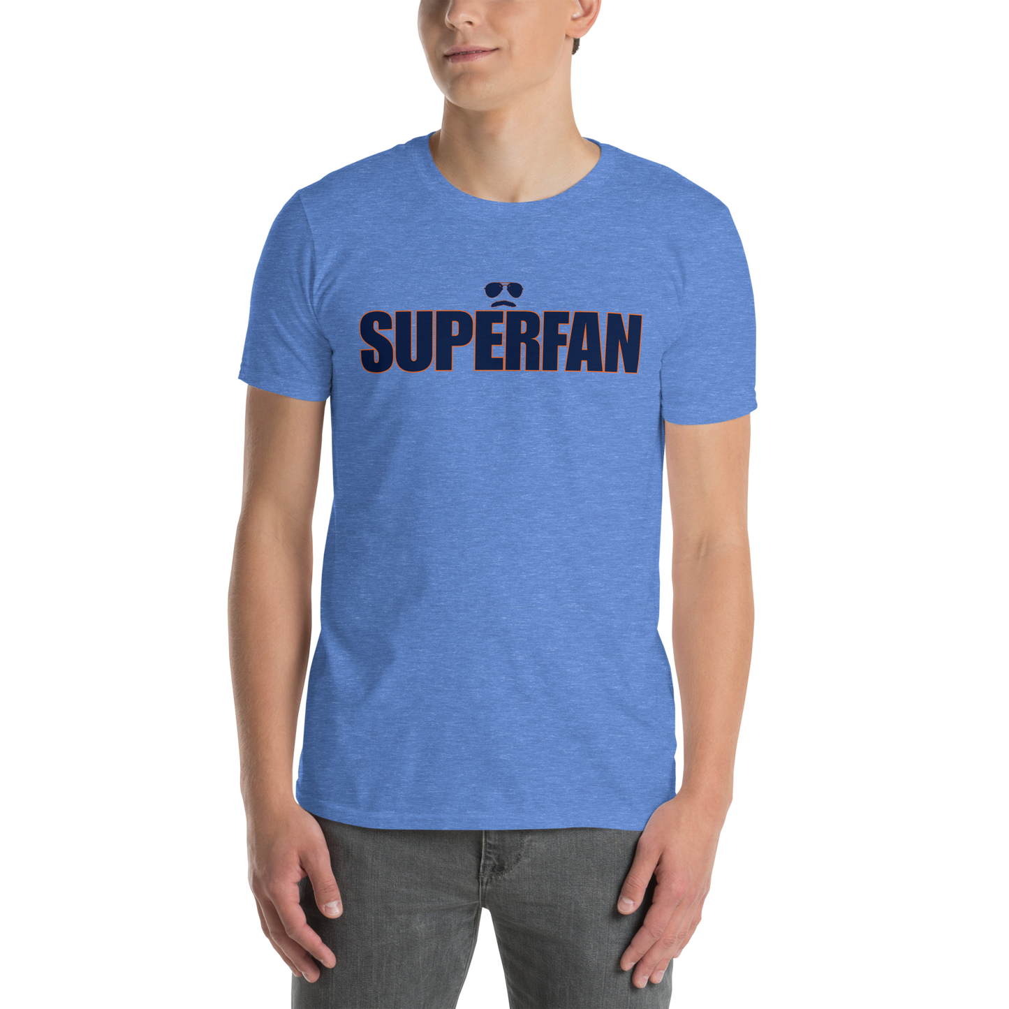 Swerski Superfan Short-Sleeve Unisex T-Shirt - Heather Royal with Navy/Orange