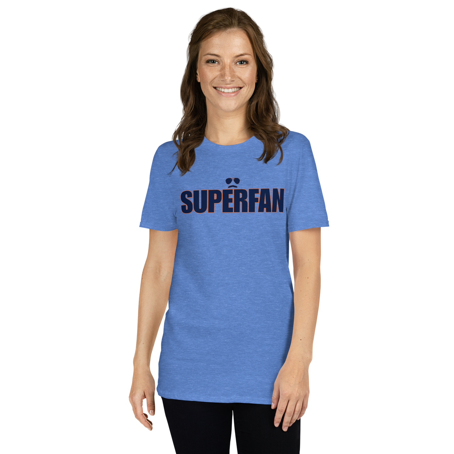 Swerski Superfan Short-Sleeve Unisex T-Shirt - Heather Royal with Navy/Orange