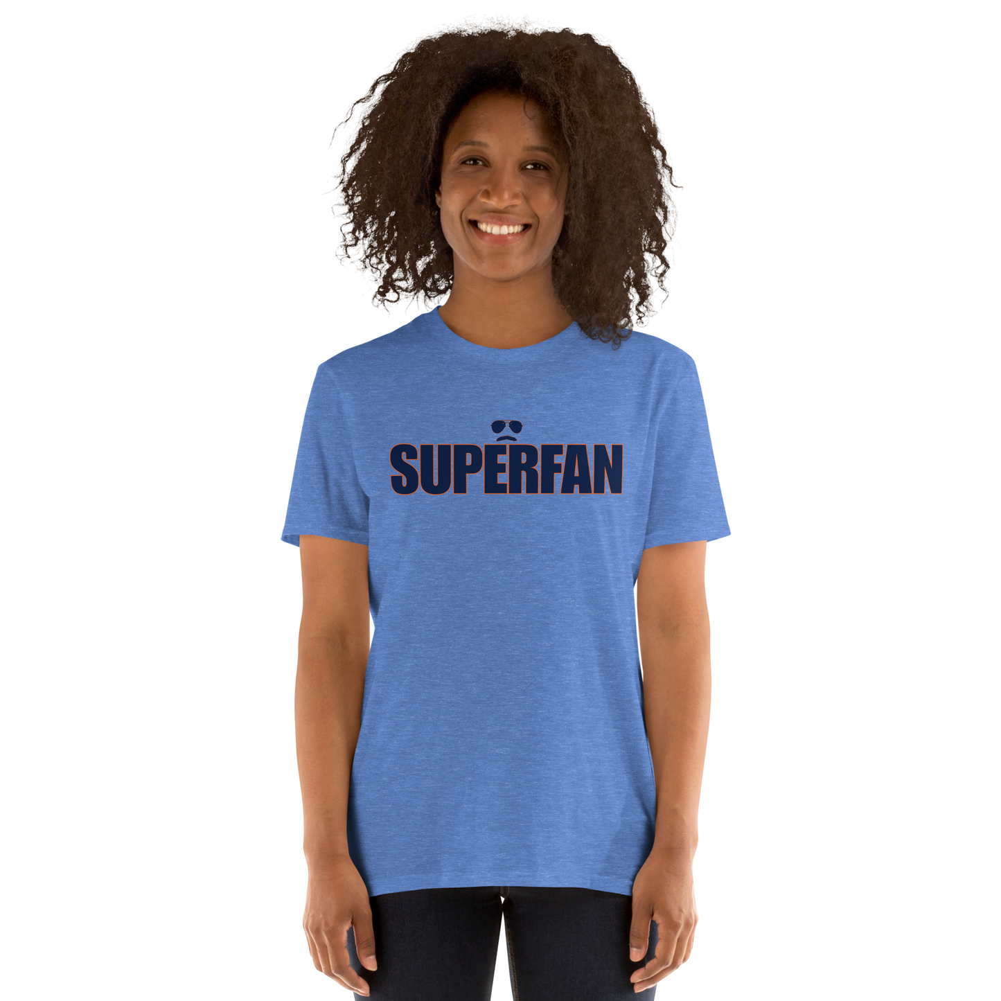 Swerski Superfan Short-Sleeve Unisex T-Shirt - Heather Royal with Navy/Orange