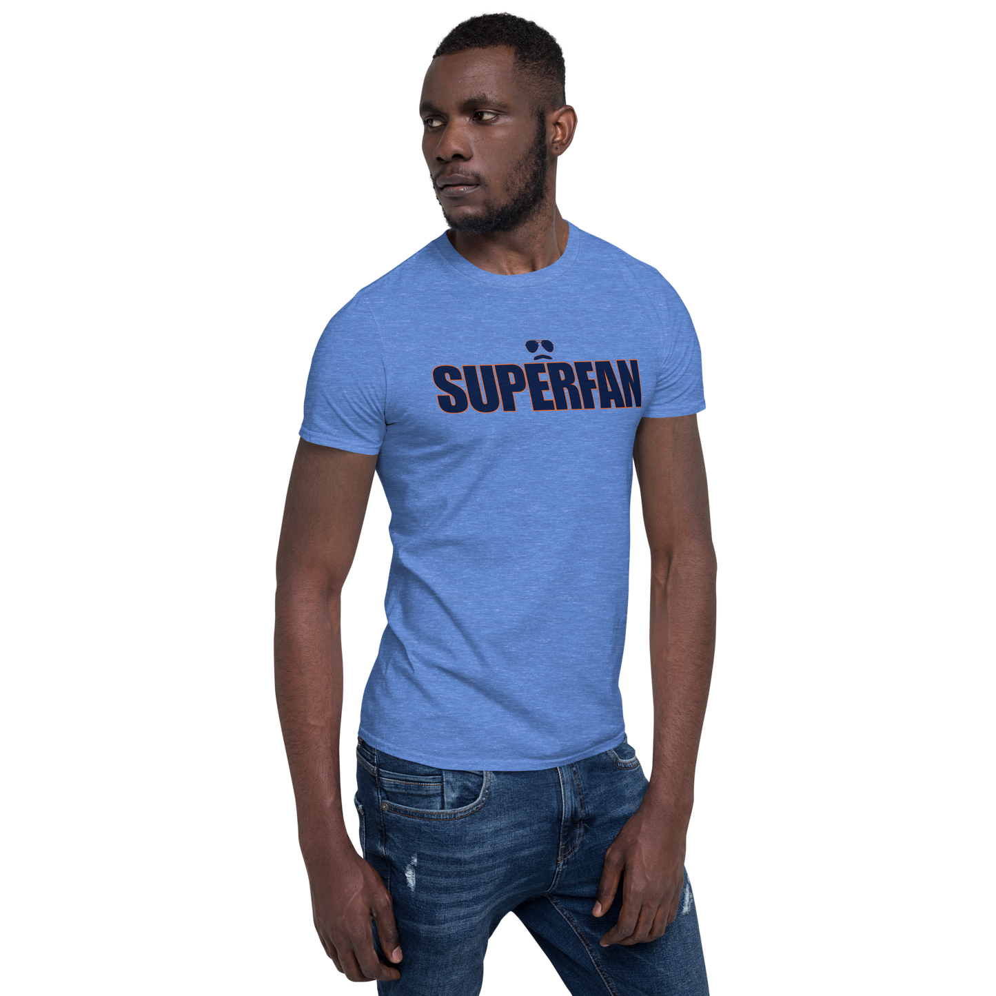 Swerski Superfan Short-Sleeve Unisex T-Shirt - Heather Royal with Navy/Orange