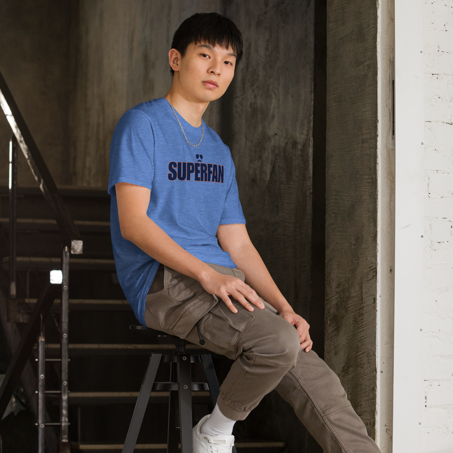 Swerski Superfan Short-Sleeve Unisex T-Shirt - Heather Royal with Navy/Orange