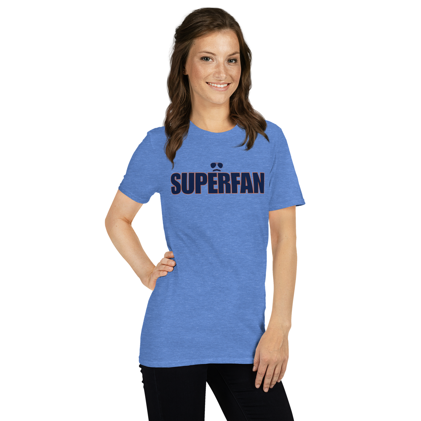 Swerski Superfan Short-Sleeve Unisex T-Shirt - Heather Royal with Navy/Orange