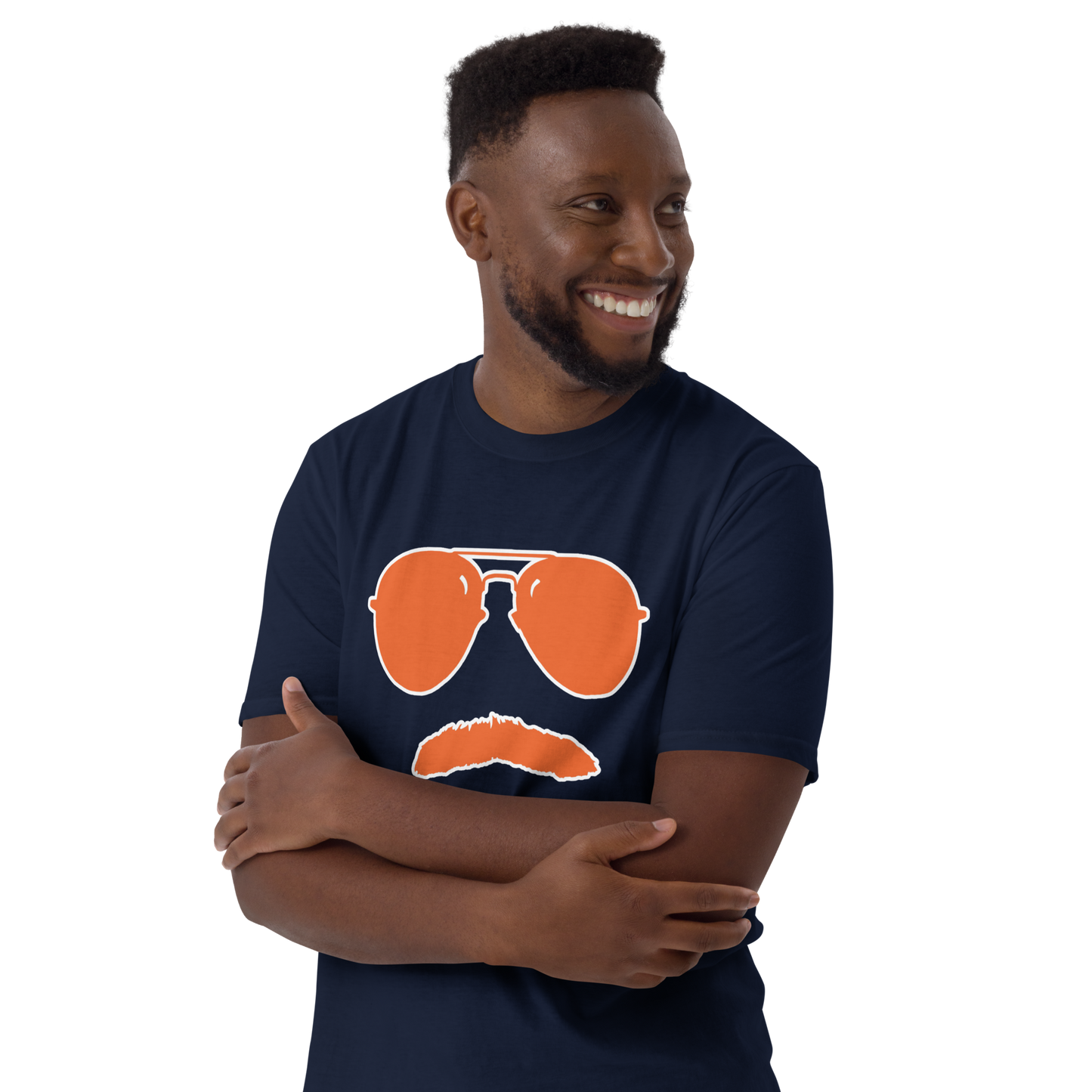 Swerski Stache and Shades Logo T-Shirt - New Navy with Orange/White Logo