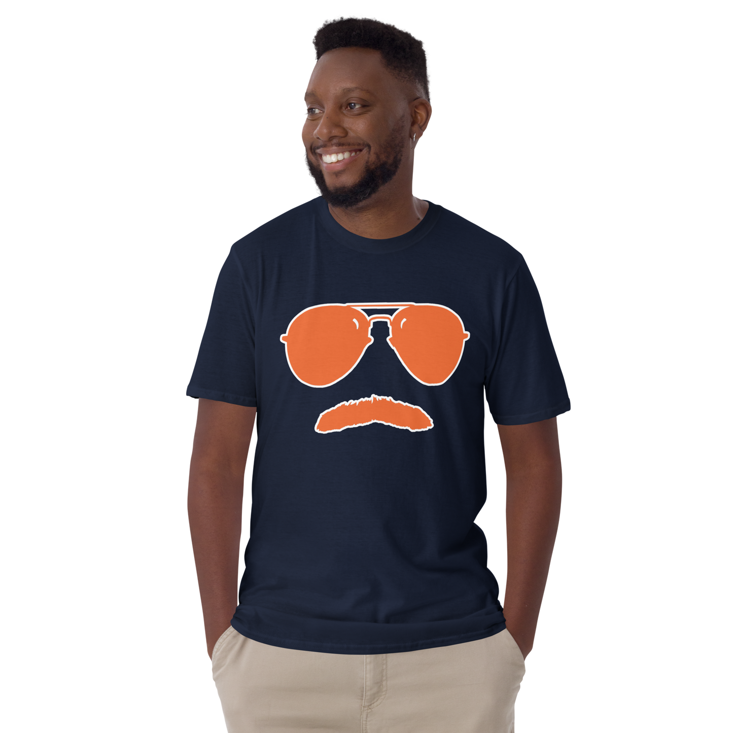 Swerski Stache and Shades Logo T-Shirt - New Navy with Orange/White Logo