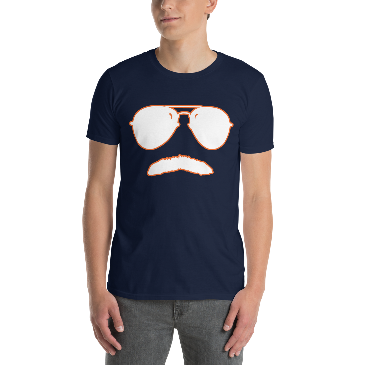 Swerski 34 Short-Sleeve Unisex T-Shirt - Navy with White/Orange