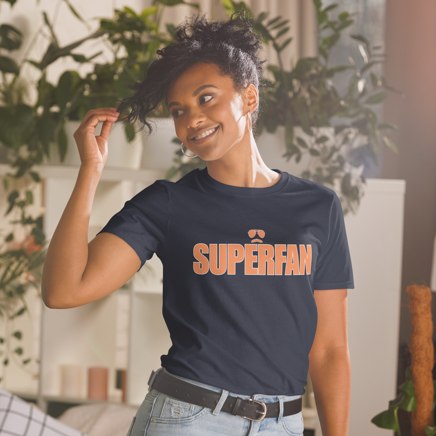 Swerski Superfan Short-Sleeve Unisex T-Shirt - Navy with Orange/White