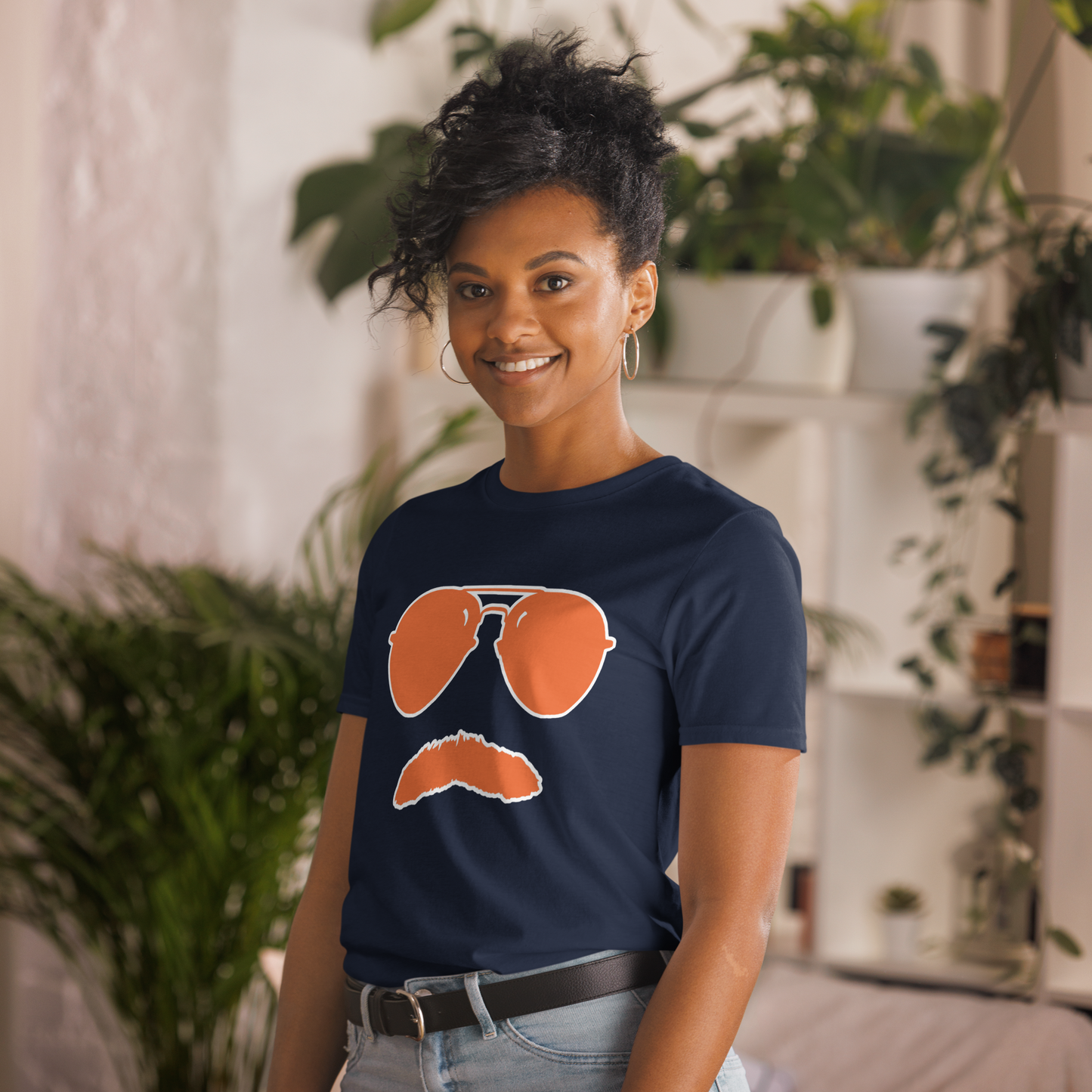Swerski Stache and Shades Logo T-Shirt - New Navy with Orange/White Logo