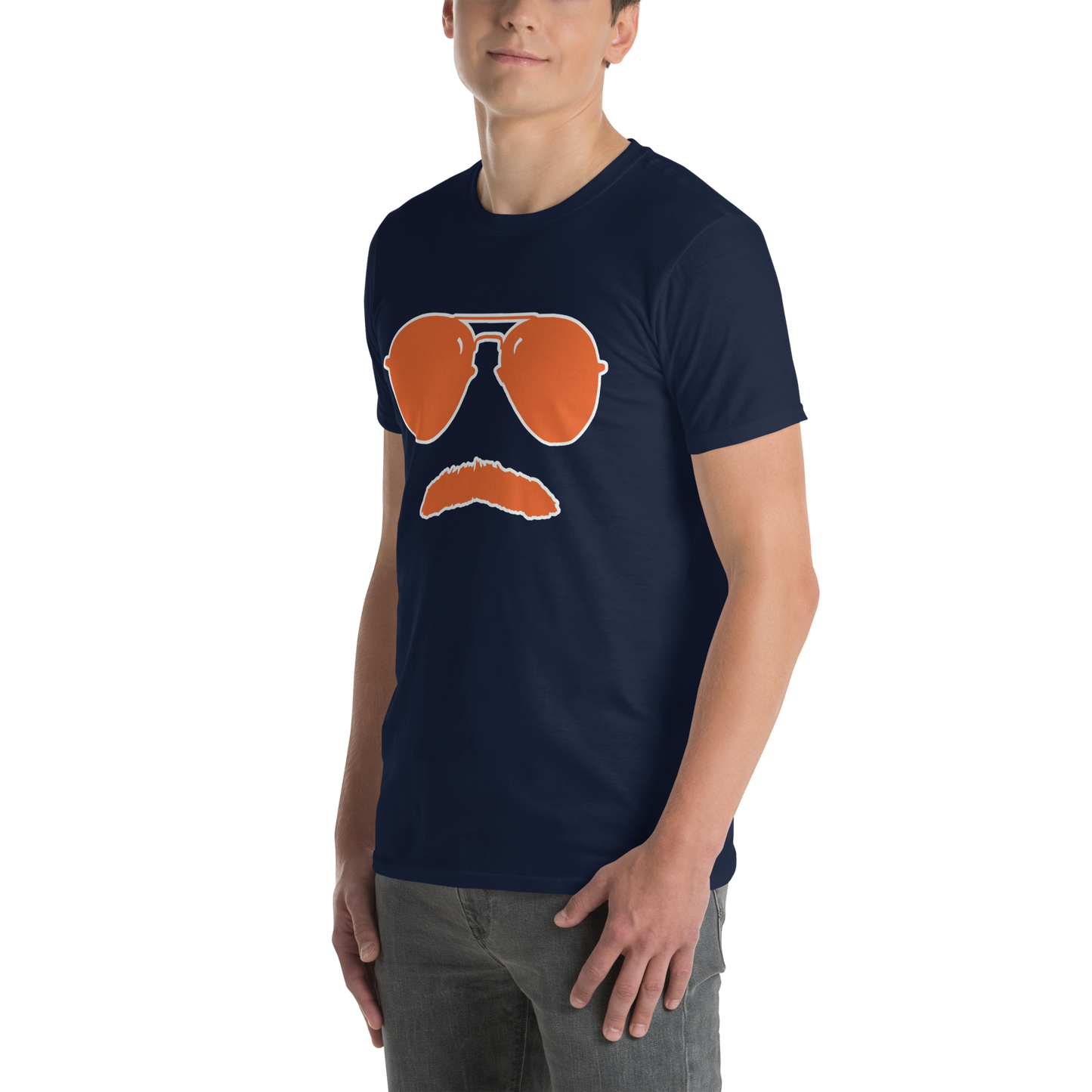 Swerski Stache and Shades Logo T-Shirt - New Navy with Orange/White Logo