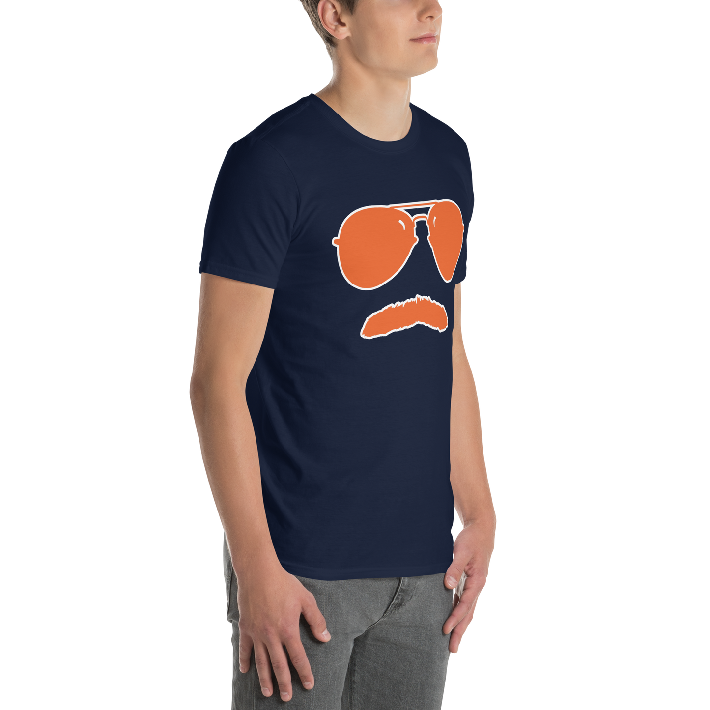 Swerski Stache and Shades Logo T-Shirt - New Navy with Orange/White Logo