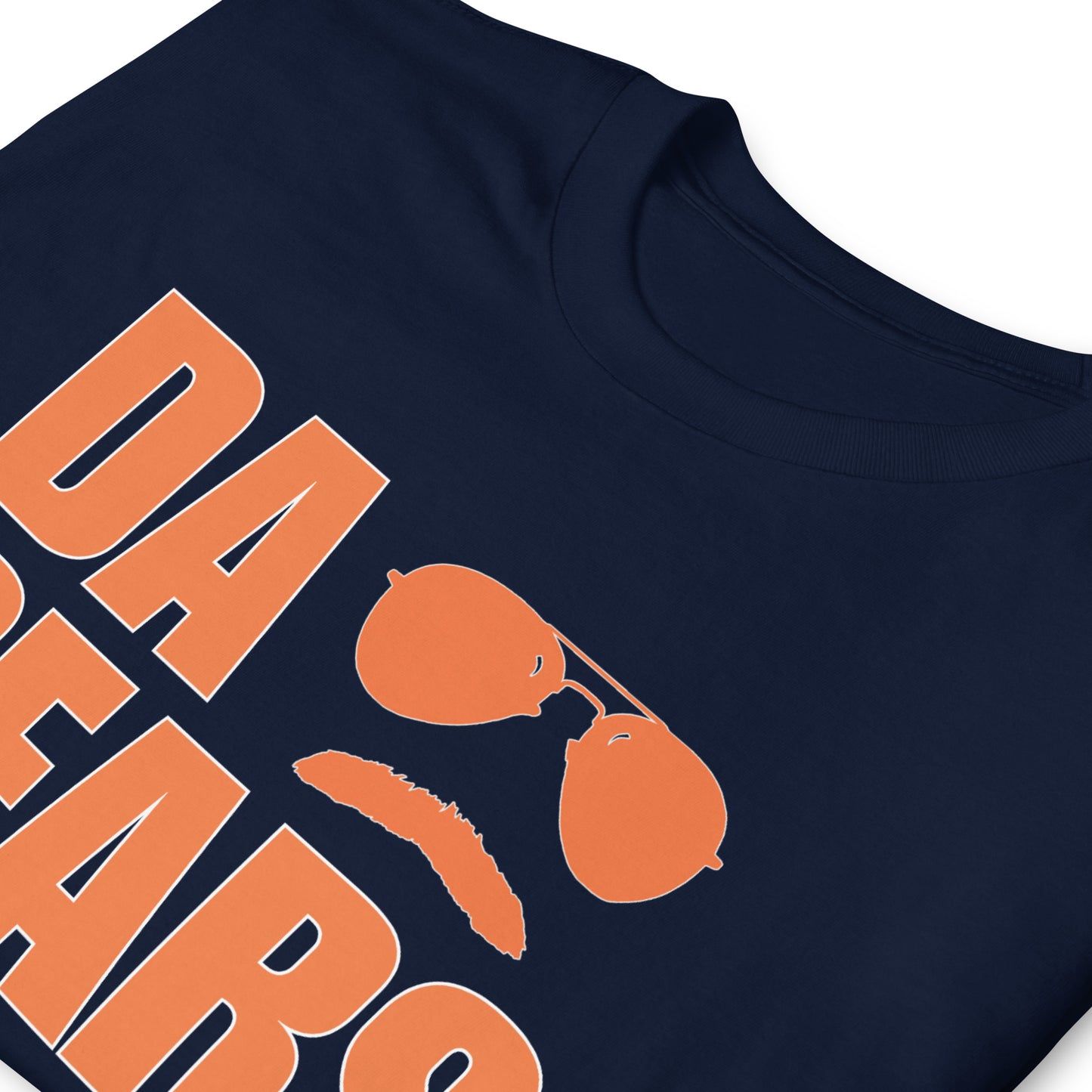 DA BEARS Swerski Stache and Shades Logo Short-Sleeve Unisex T-Shirt - with Orange & White Logo