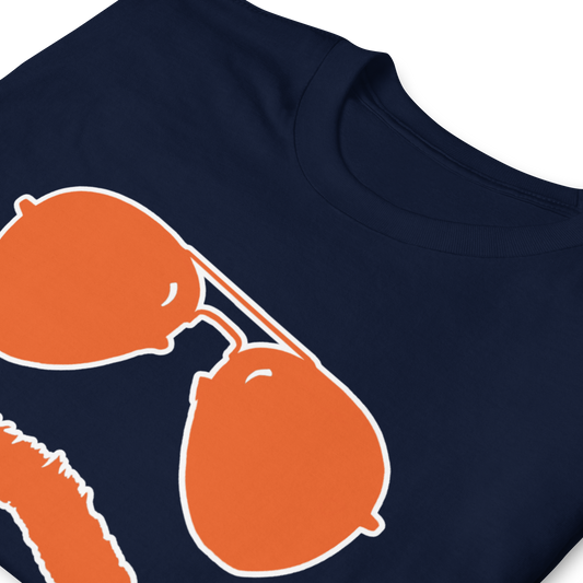 Swerski Stache and Shades Logo T-Shirt - New Navy with Orange/White Logo