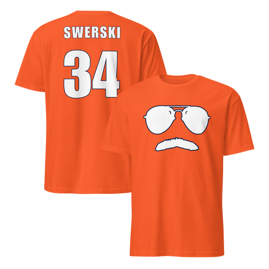 Swerski 34 Short-Sleeve Unisex T-Shirt - Orange with White/Navy