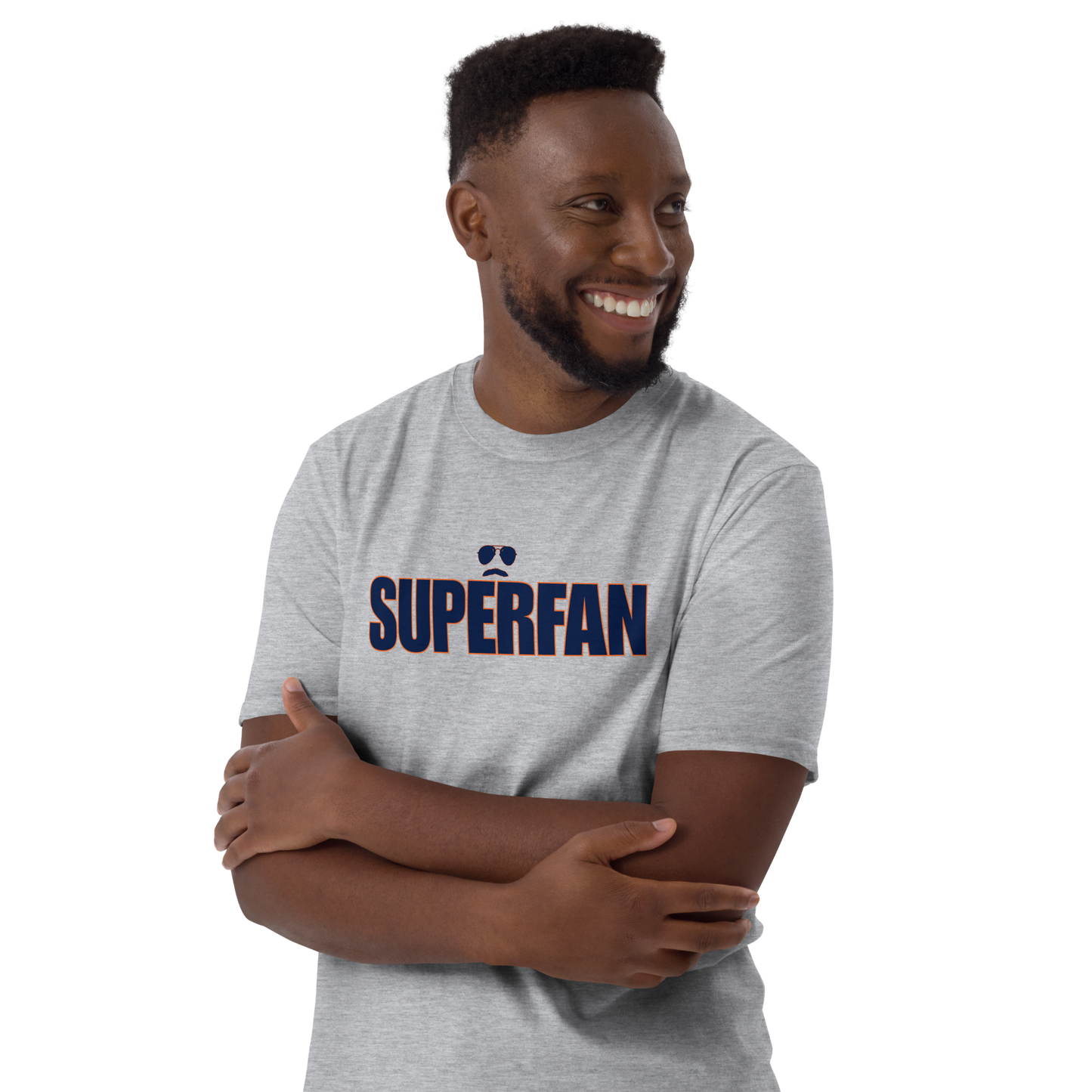Swerski Superfan Short-Sleeve Unisex T-Shirt - Grey with Navy/Orange