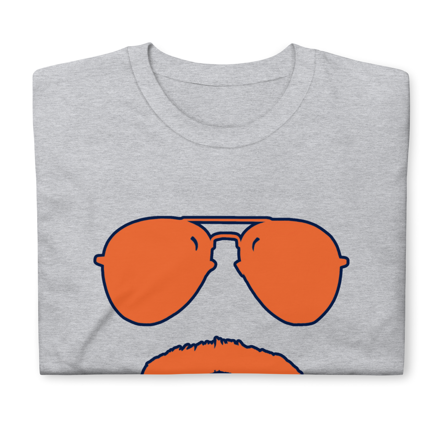 Swerski Stache and Shades Logo T-Shirt - New Grey with Orange/Navy Logo