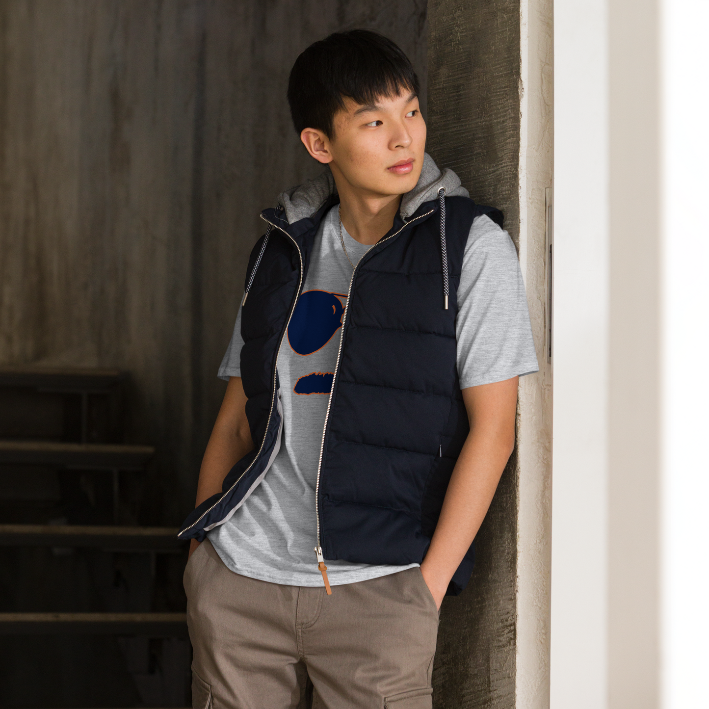 Swerski 34 Short-Sleeve Unisex T-Shirt - Grey with Navy/Orange