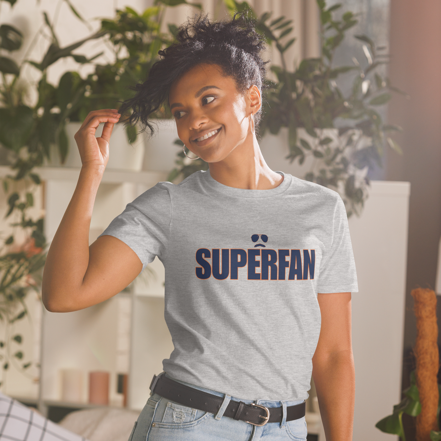 Swerski Superfan Short-Sleeve Unisex T-Shirt - Grey with Navy/Orange
