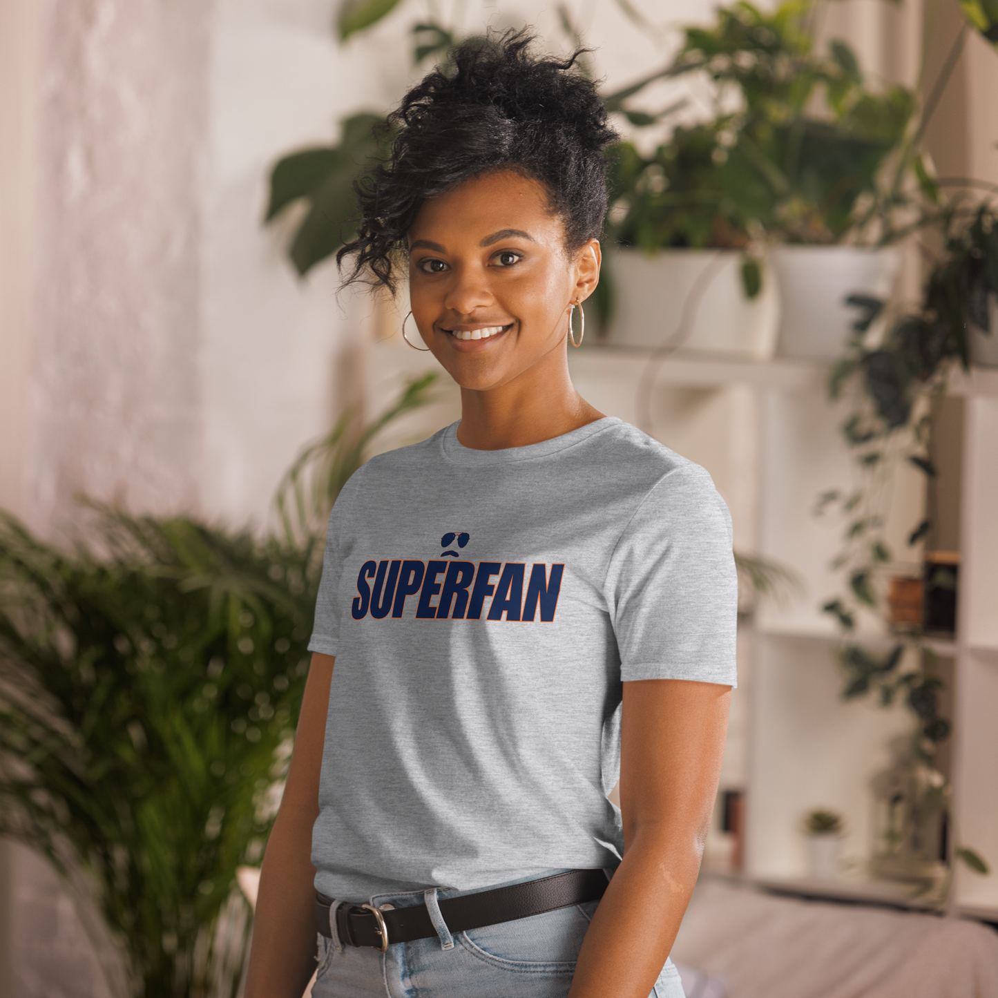 Swerski Superfan Short-Sleeve Unisex T-Shirt - Grey with Navy/Orange
