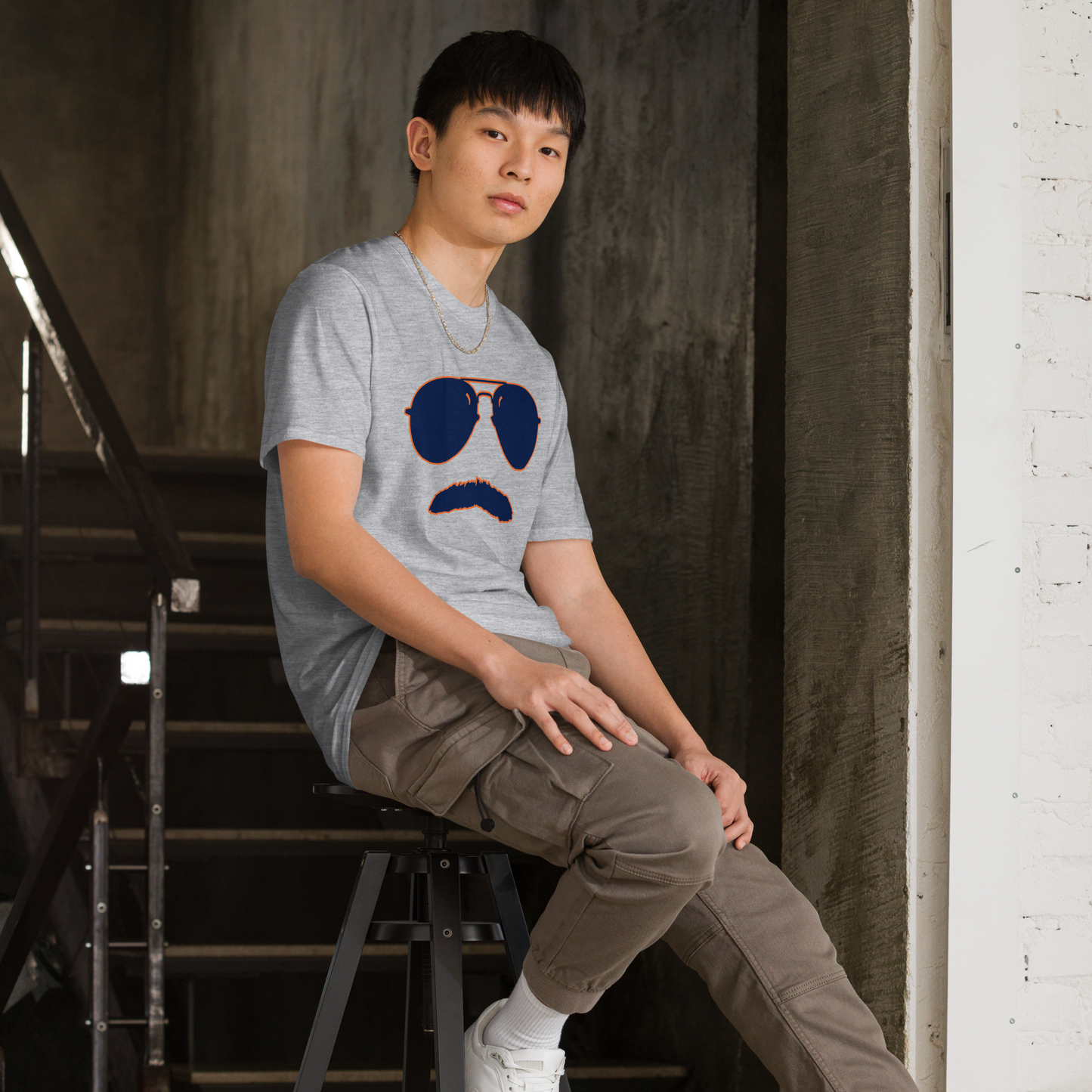 Swerski 34 Short-Sleeve Unisex T-Shirt - Grey with Navy/Orange